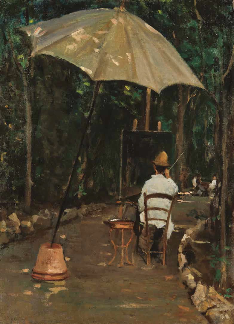  60-Il pittore Angiolo Tommasi che dipinge in giardino-1885